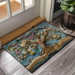 Purple Sparkling Tree of Life Doormat Floor Mats Washable Rugs Kitchen Mat Non-Slip Oil Proof Rug Indoor Outdoor Mat Bedroom Decor Bathroom Mat Entrance Rug