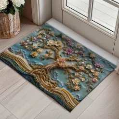Purple Sparkling Tree of Life Doormat Floor Mats Washable Rugs Kitchen Mat Non-Slip Oil Proof Rug Indoor Outdoor Mat Bedroom Decor Bathroom Mat Entrance Rug