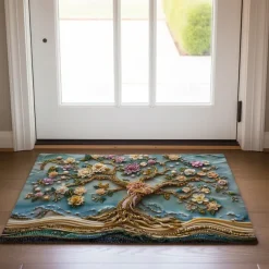 Purple Sparkling Tree of Life Doormat Floor Mats Washable Rugs Kitchen Mat Non-Slip Oil Proof Rug Indoor Outdoor Mat Bedroom Decor Bathroom Mat Entrance Rug