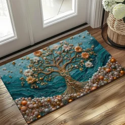 Purple Sparkling Tree of Life Doormat Floor Mats Washable Rugs Kitchen Mat Non-Slip Oil Proof Rug Indoor Outdoor Mat Bedroom Decor Bathroom Mat Entrance Rug