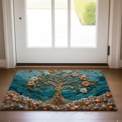 Purple Sparkling Tree of Life Doormat Floor Mats Washable Rugs Kitchen Mat Non-Slip Oil Proof Rug Indoor Outdoor Mat Bedroom Decor Bathroom Mat Entrance Rug