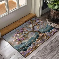 Purple Sparkling Tree of Life Doormat Floor Mats Washable Rugs Kitchen Mat Non-Slip Oil Proof Rug Indoor Outdoor Mat Bedroom Decor Bathroom Mat Entrance Rug