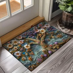Purple Sparkling Tree of Life Doormat Floor Mats Washable Rugs Kitchen Mat Non-Slip Oil Proof Rug Indoor Outdoor Mat Bedroom Decor Bathroom Mat Entrance Rug
