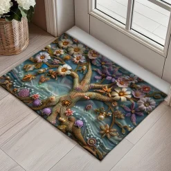 Purple Sparkling Tree of Life Doormat Floor Mats Washable Rugs Kitchen Mat Non-Slip Oil Proof Rug Indoor Outdoor Mat Bedroom Decor Bathroom Mat Entrance Rug