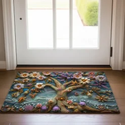 Purple Sparkling Tree of Life Doormat Floor Mats Washable Rugs Kitchen Mat Non-Slip Oil Proof Rug Indoor Outdoor Mat Bedroom Decor Bathroom Mat Entrance Rug