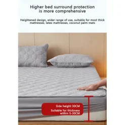 Queen Full King Protective Bed Cover Waterproof Mattress Protector Quilted Fitted Mattress Pad Bed Protector Mattress Cover with Elastic Band Thickened Urine-Proof