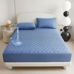 Queen Full King Protective Bed Cover Waterproof Mattress Protector Quilted Fitted Mattress Pad Bed Protector Elastic Band Suitable for All Seasons,Embossed Design,360°Coverage,Deep Pocket