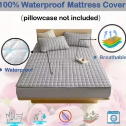 Queen Full King Protective Bed Cover Waterproof Mattress Protector Fitted Sheet Bed Protector Plush Shaggy Taffeta Fleece Ultra Soft Comfortable Anti-mite Mattress Cover