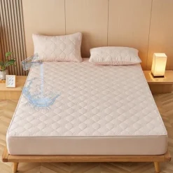 Queen Full King Protective Bed Cover Waterproof Mattress Protector Quilted Fitted Mattress Pad Bed Protector Mattress Cover with Elastic Band Thickened Urine-Proof