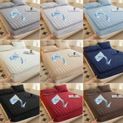 Queen Full King Protective Bed Cover Waterproof Mattress Protector Quilted Fitted Mattress Pad Bed Protector Protective Mattress Cover Soft Comfortable