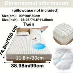 Queen Full King Protective Bed Cover Waterproof Mattress Protector Quilted Fitted Mattress Pad Bed Protector Protective Mattress Cover Soft Comfortable