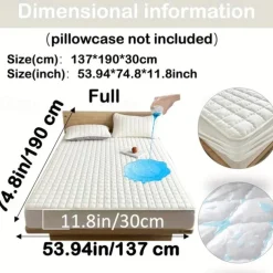 Queen Full King Protective Bed Cover Waterproof Mattress Protector Quilted Fitted Mattress Pad Bed Protector Protective Mattress Cover Soft Comfortable