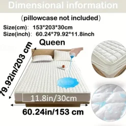Queen Full King Protective Bed Cover Waterproof Mattress Protector Quilted Fitted Mattress Pad Bed Protector Protective Mattress Cover Soft Comfortable