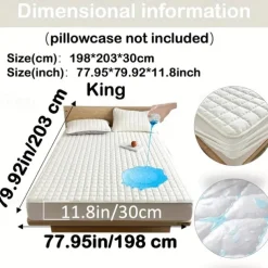 Queen Full King Protective Bed Cover Waterproof Mattress Protector Quilted Fitted Mattress Pad Bed Protector Protective Mattress Cover Soft Comfortable