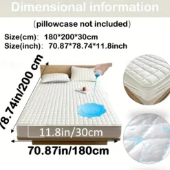 Queen Full King Protective Bed Cover Waterproof Mattress Protector Quilted Fitted Mattress Pad Bed Protector Protective Mattress Cover Soft Comfortable