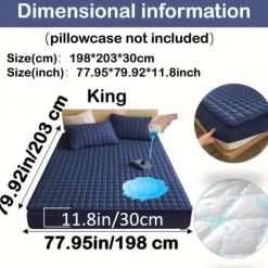 Queen Full King Protective Bed Cover Waterproof Mattress Protector Quilted Fitted Mattress Pad Bed Protector Protective Mattress Cover Soft Comfortable