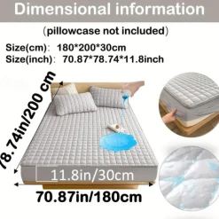 Queen Full King Protective Bed Cover Waterproof Mattress Protector Quilted Fitted Mattress Pad Bed Protector Protective Mattress Cover Soft Comfortable