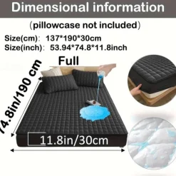 Queen Full King Protective Bed Cover Waterproof Mattress Protector Quilted Fitted Mattress Pad Bed Protector Protective Mattress Cover Soft Comfortable