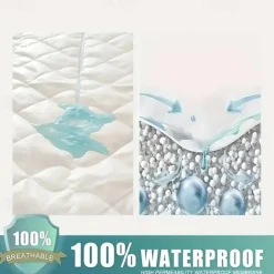 Queen Full King Protective Bed Cover Waterproof Mattress Protector Quilted Fitted Mattress Pad Bed Protector Protective Mattress Cover Soft Comfortable
