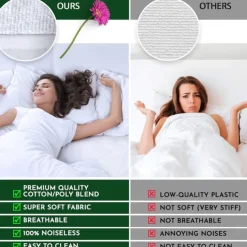 Queen Full King Protective Bed Cover Waterproof Mattress Protector Fitted Sheet Bed Protector Mattress Cover Smooth Top Breathable Skin Friendly Noiseless