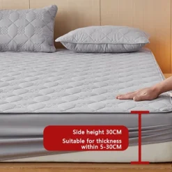 Queen Full King Protective Bed Cover Waterproof Mattress Protector Quilted Fitted Sheet Mattress Pad 360°All-Package Bed Protector Mattress Cover Anti-Slip Breathable Cool Skin-Friendly