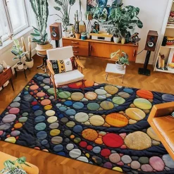 Quilting Art Dots Area Rug Kitchen Mat Non-Slip Oil Proof Floor Mat Livingroom Rug Indoor Outdoor Mat Bedroom Decor Bathroom Mat Entrance Rug Door Mat