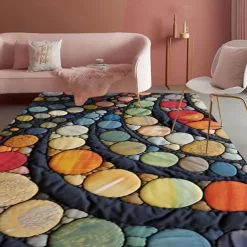 Quilting Art Dots Area Rug Kitchen Mat Non-Slip Oil Proof Floor Mat Livingroom Rug Indoor Outdoor Mat Bedroom Decor Bathroom Mat Entrance Rug Door Mat