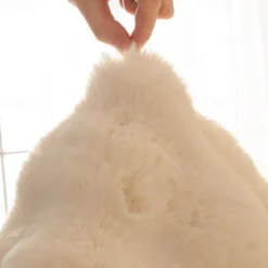 Rabbit Plush Mesh Red Sofa Cushion, Winter Thickened Plush Cushion, Non Slip Leather Sofa Cover, Cloth Towel