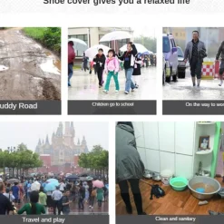 Rain Boot Waterproof Shoes Covers, Sand Control Non-Slip Shoe Cover Galoshes, PVC Rubber Sole Reusable Rain Snow Boots Overshoes for Cycling Outdoor Camping Fishing Garden Travel