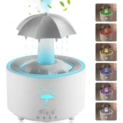 Rain Umbrella Humidifier & Aroma Diffuser with Soothing Rain Sounds, Water Drip Effect, 7 Colors Mood Light, Timer and Auto-Off, Ideal for Relaxation, Sleep, Home, Bedroom, Desk