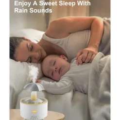 Rain Umbrella Humidifier & Aroma Diffuser with Soothing Rain Sounds, Water Drip Effect, 7 Colors Mood Light, Timer and Auto-Off, Ideal for Relaxation, Sleep, Home, Bedroom, Desk