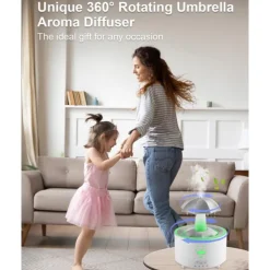 Rain Umbrella Humidifier & Aroma Diffuser with Soothing Rain Sounds, Water Drip Effect, 7 Colors Mood Light, Timer and Auto-Off, Ideal for Relaxation, Sleep, Home, Bedroom, Desk