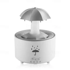 Rain Umbrella Humidifier & Aroma Diffuser with Soothing Rain Sounds, Water Drip Effect, 7 Colors Mood Light, Timer and Auto-Off, Ideal for Relaxation, Sleep, Home, Bedroom, Desk