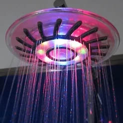 Rainbow 2 Modes LED Overhead Shower Head, 8 inch Round Rainfall Shower Head with Glow Light, 7 Color Automatically Changing Shower Top Head, Shower Bathroom Accessories
