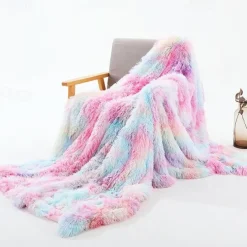 Rainbow Blanket, Soft and Cozy Fluffy Blanket Ultra Warm Living Blanket, Perfect Sofa or Bedspread,Sofa Blanket, Wool Blanket,Versatile Outdoor Blanket Throw