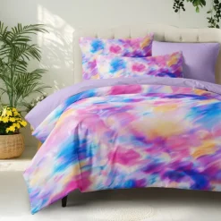 Rainbow Tie Dye Duvet Cover Set Cotton Swirl Spiral Pattern Set Soft 3-Piece Luxury Bedding Set Home Decor Gift Twin Full King Queen Size Duvet Cover