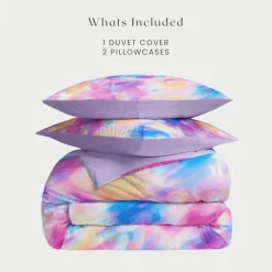 Rainbow Tie Dye Duvet Cover Set Cotton Swirl Spiral Pattern Set Soft 3-Piece Luxury Bedding Set Home Decor Gift Twin Full King Queen Size Duvet Cover