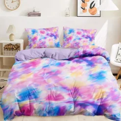 Rainbow Tie Dye Duvet Cover Set Cotton Swirl Spiral Pattern Set Soft 3-Piece Luxury Bedding Set Home Decor Gift Twin Full King Queen Size Duvet Cover