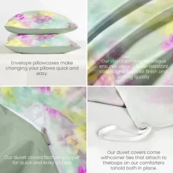 Rainbow Tie Dye Duvet Cover Set Cotton Swirl Spiral Pattern Set Soft 3-Piece Luxury Bedding Set Home Decor Gift Twin Full King Queen Size Duvet Cover