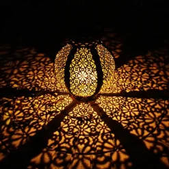 Ramadan Eid Lights Solar Lights Outdoor Hanging Solar Vintage Garden Lamp Retro Lanterns Hollow Solar Lights With Handle For Yard Tree Fence Patio Landscape Garland Lighting