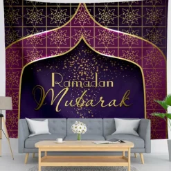 Ramadan Eid Mubarak Wall Tapestry Art Decor Photograph Backdrop Blanket Curtain Hanging Home Bedroom Living Room Decoration