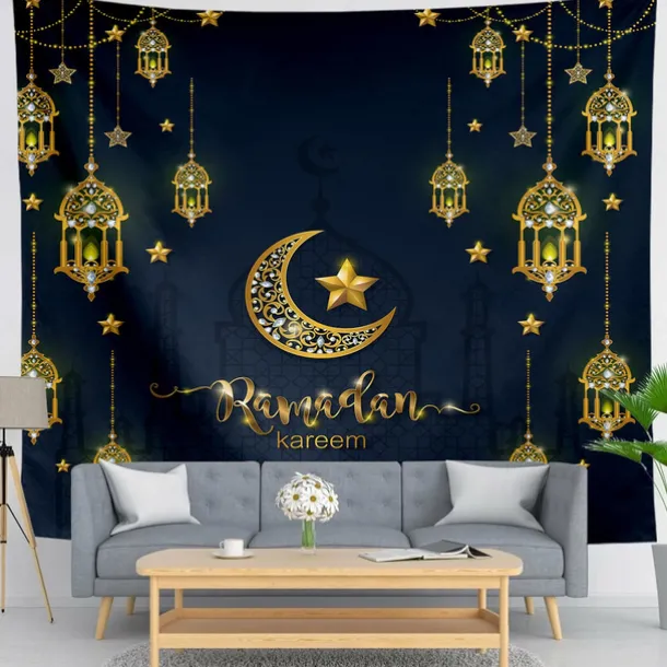 Ramadan Eid Mubarak Wall Tapestry Art Decor Photograph Backdrop Blanket Curtain Hanging Home Bedroom Living Room Decoration