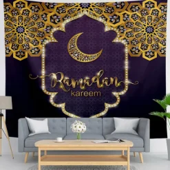Ramadan Eid Mubarak Wall Tapestry Art Decor Photograph Backdrop Blanket Curtain Hanging Home Bedroom Living Room Decoration