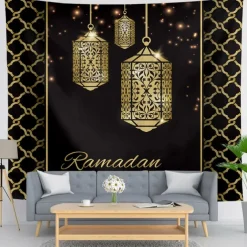 Ramadan Eid Mubarak Wall Tapestry Art Decor Photograph Backdrop Blanket Curtain Hanging Home Bedroom Living Room Decoration