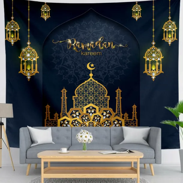 Ramadan Eid Mubarak Wall Tapestry Art Decor Photograph Backdrop Blanket Curtain Hanging Home Bedroom Living Room Decoration