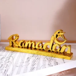 Ramadan Letter Decoration Figurine, Resin Antique-Style Craft, Muslim Festival Gift for Eid al-Fitr & Eid al-Adha, Cute Gift for Family Gatherings and Celebrations