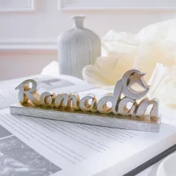 Ramadan Letter Decoration Figurine, Resin Antique-Style Craft, Muslim Festival Gift for Eid al-Fitr & Eid al-Adha, Cute Gift for Family Gatherings and Celebrations