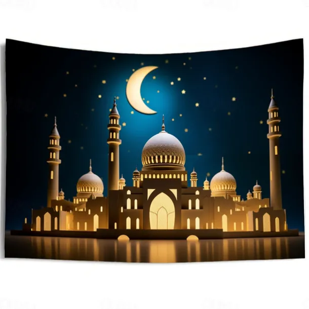 Ramadan Night Hanging Tapestry Wall Art Large Tapestry Mural Decor Photograph Backdrop Blanket Curtain Home Bedroom Living Room Decoration