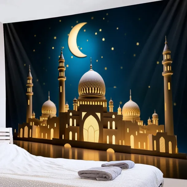 Ramadan Night Hanging Tapestry Wall Art Large Tapestry Mural Decor Photograph Backdrop Blanket Curtain Home Bedroom Living Room Decoration