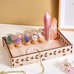 Ramadan Wooden Storage Box Tray – Star & Moon Laser Cut Design, Eid al-Fitr & Eid Celebration Table Organizer, Muslim Festival Decorative Basket